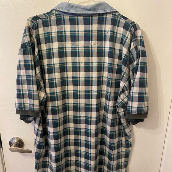 Vintage Eddie Bauer blue plaid polo size Large - Picture 1 of 3